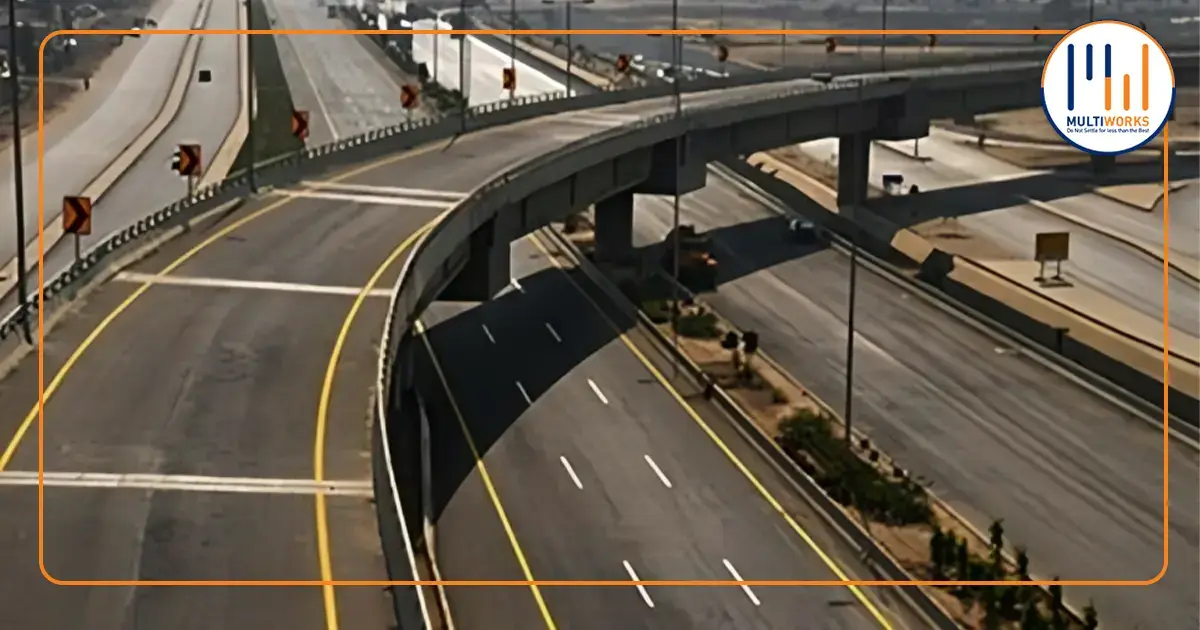 Rawalpindi Ring Road construction progress showing elevated highways and streamlined traffic infrastructure in Pakistan.